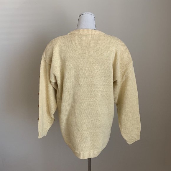 Vintage 80s Cervelle Giraffe Africa Safari Pom Pom Palm Tree Novelty Sweater M - Picture 8 of 10